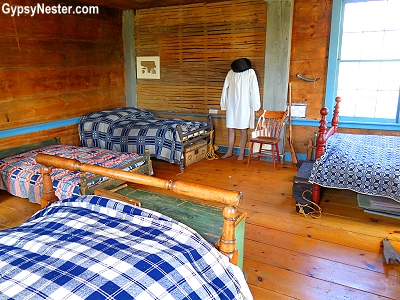 The sleep quarters of the Heritage Village of the Southern Finger Lakes in Corning, New York