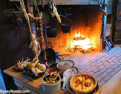 Learning to cook on a hearth at Heritage Village of the Southern Finger Lakes in Corning, New York