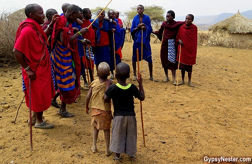 The Maasai men enter first and perform what is known as the jumping dance while chanting and vocalizing a sort of low pitched drone.