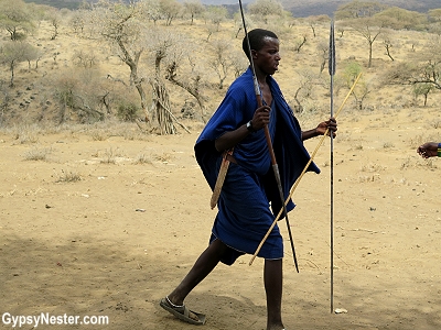 A Massai warrior in the Great Rift Valley in Tanzania, Africa with Discover Corps