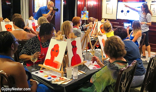 Wine and paint night aboard Fathom's Adonia