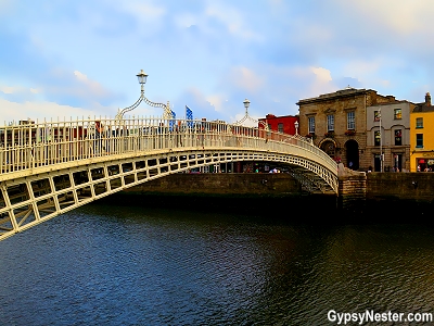 The Ha'penny Bridge over the River Liffey in Dublin, Ireland