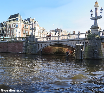 Entering Amsterdam's canals by boat