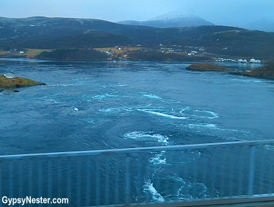The Saltstraumen creates massive swirls outside of Bodo, Norway!