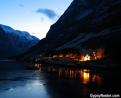 The fjords after dark on our wintertime Norway in a Nutshell experience