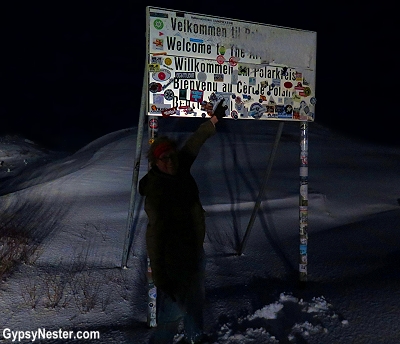 The sign for the Arctic Circle in Lonsdal, Norway