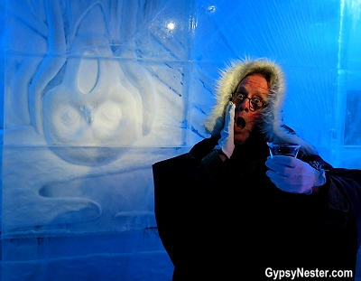David has a scream at the Magic Ice Bar in Oslo, Norway! GypsyNester.com