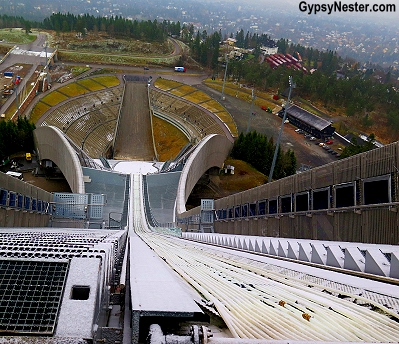 The Nordic Ski Jump in Oslo, Norway! View from the top