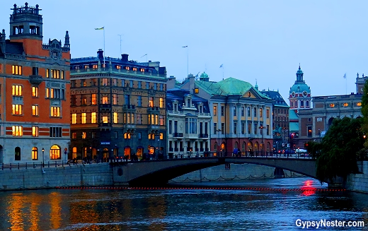 Stockholm, Sweden at dusk