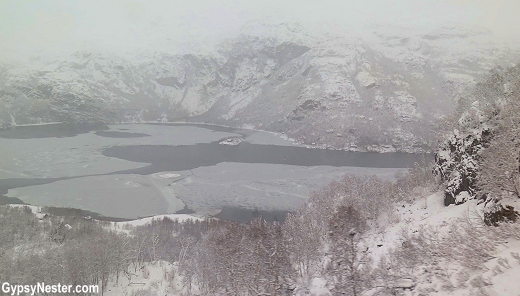 Norway in the winter from our train window on our Eurail Adventure!