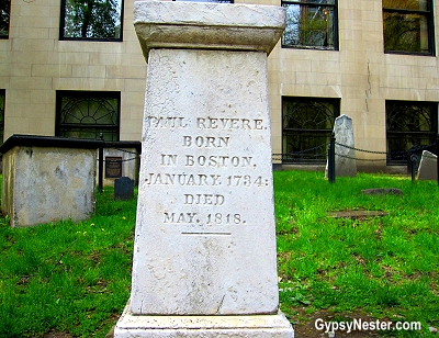 Paul Revere's grave at the Old Granary Burial Ground in Boston