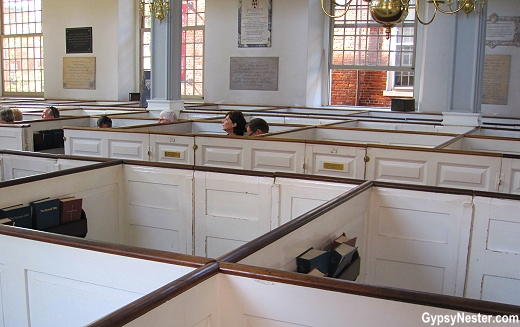 Box pews at the Old North Church in Boston