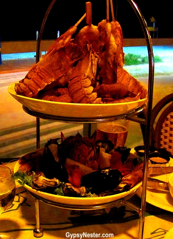 Tower of delicious seafood at Kurrawa Surf Club, Gold Coast, Queensland, Australia