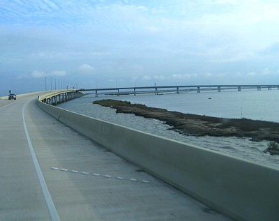 Bridge through the salt marsh toward Grand Isle