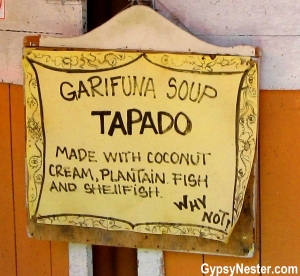 A sign for Tapado in Livingston, Guatemala