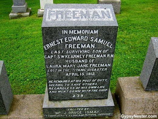 The grave of Ernest Edward Samuel at the Titanic cemetery in Halifax, Nova Scotia, Canada