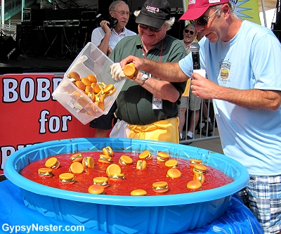 Bobbing for Burgers at the Hamburger Festival in Akron Ohio