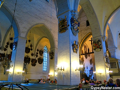 St. Mary's Cathedral in Tallinn, Estonia is decorated with family coats of arms