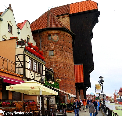 The human driven crane in Gdansk, Poland