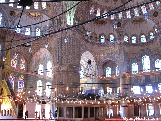 The interior of The Blue Mosque in Istanbul, Turkey