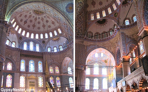 The interior of The Blue Mosque in Istanbul, Turkey