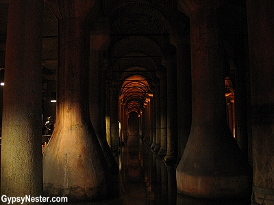 Inside the Basilica Cistern in Istanbul