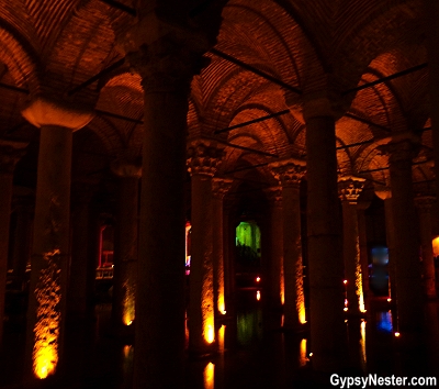 Inside the Basilica Cistern in Istanbul, Turkey