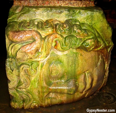 Sideways Medusa in Basilica Cistern in Istanbul, Turkey