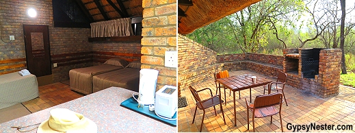 Our cabin and patio at Berg-En-Dal camp in Kruger National Park, South Africa