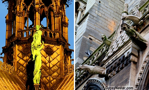 Gargoyles and statues on Notre Dame Cathedral in Paris