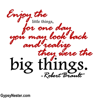 Enjoy the little things, for one day you may look back and realize they were the big things. -Robert Bault 