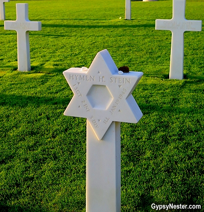 Headstone of a Jewish solidier at Luxembourg American Cemetery