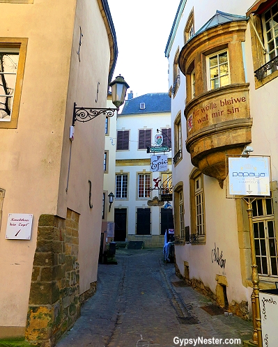 A cool, narrow street in Luxembourg