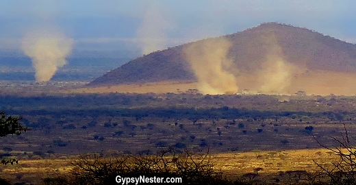 Whirlwind, or dust devil in the Great Rift Valley in Tanzania, Africa