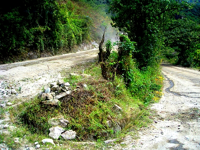 A switchback on the bus road up to Machu Picchu