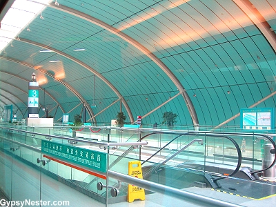 The TransRapid Station in Shanghai, China to catch the Maglev train