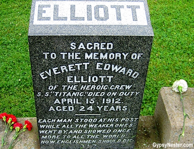 Elliot grave stone at the Titanic Cemetary in Halifax, Nova Scotia
