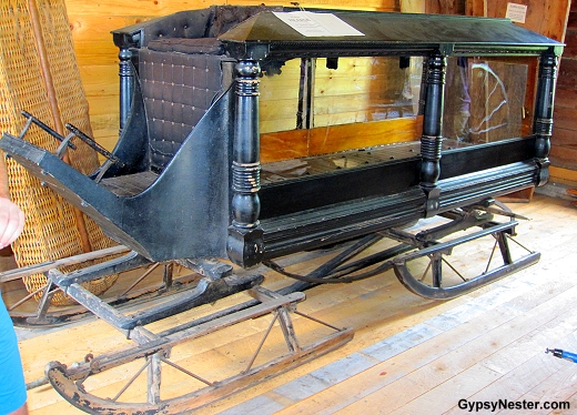 A hearse sleigh at the Campbell Carriage Factory, New Brunswick