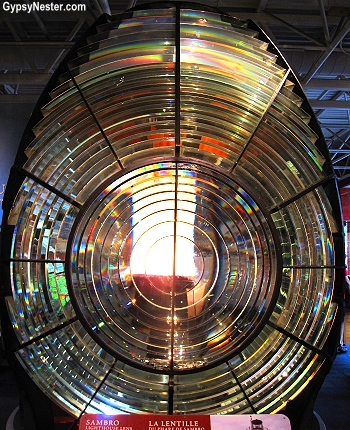 A nine foot high lens from the Sambro Island Lighthouse, the oldest surviving lighthouse in North America