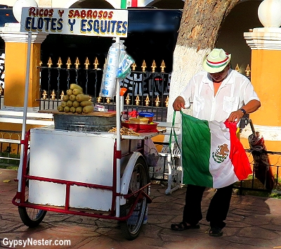 An elote cart in Valladolid