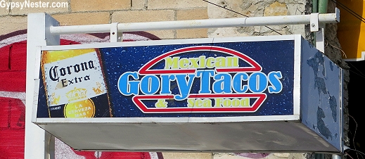 Gory taco in Cancun, Mexico