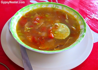 Lime soup or Sopa de lima in Piste, Mexico
