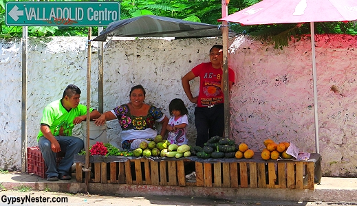 Fruit and vegetable street stand in Valladolid Mexico