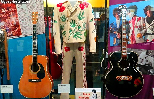 Gram Parson's pot leaf nudie suit is on exhibit at the Country Music Hall of Fame in Nashville, Tennessee