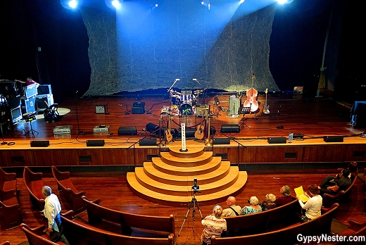 The stage of the former Grand Ole Opry at the Ryman Auditorium in Nashvile, Tennessee