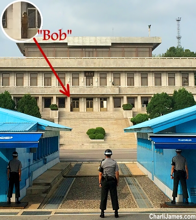 Solders standing outside at the DMZ in Korea