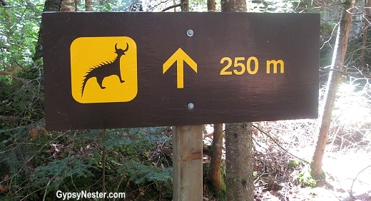 Sign leading to the pictographs by Ojibway in Ontario's Provincial Park