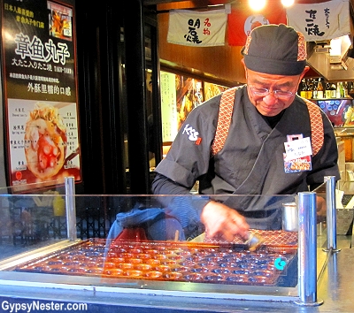 Takoyaki, which translates to fried octopus, is said to have been invented in 1935 by a street vendor named Tomekichi Endo, and has become the definitive Osaka snack.