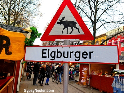 Elgburgers at the Julmarked in Oslo, Norway