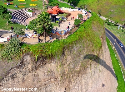 Lima's Parque del Amor from above on a paraglider